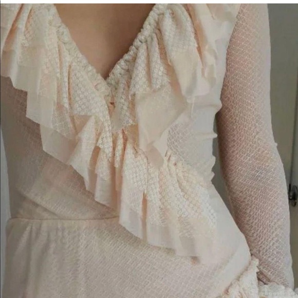 Mesh Ruffle Dusty Rose Dress HAH - Picture 4 of 4